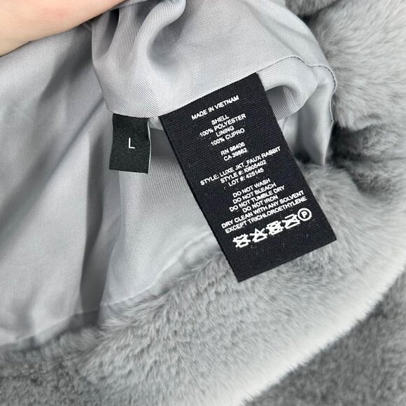 NWT Theory Faux Rabbit Fur Luxe Jacket in Blue Grey - Picture 6 of 6